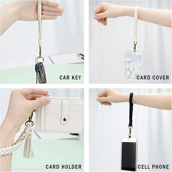 Boho Macrame Phone Wrist Strap, Cell Phone Lanyard with Tether Tab, Keychain Wristlet Charm, Anti-Loss Phone Chain