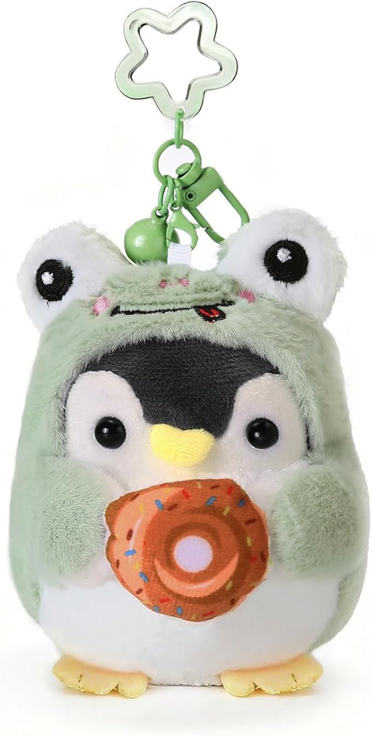 Penguin Plush Keychain Cute Stuff Cosplay Costume Change Clothing Donut Frog Unicorn Shiba Inu Bunny Tiger keyring