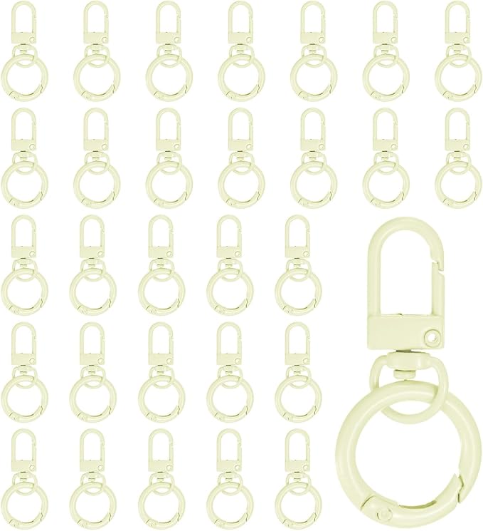 30-Pack Lobster Claw Clasp, Zinc Alloy Swivel Trigger Snaps Spring Clasps Hooks for Keychain Buckle/Lanyard/Straps/Purse, Spring Clasps Clips [Beige]