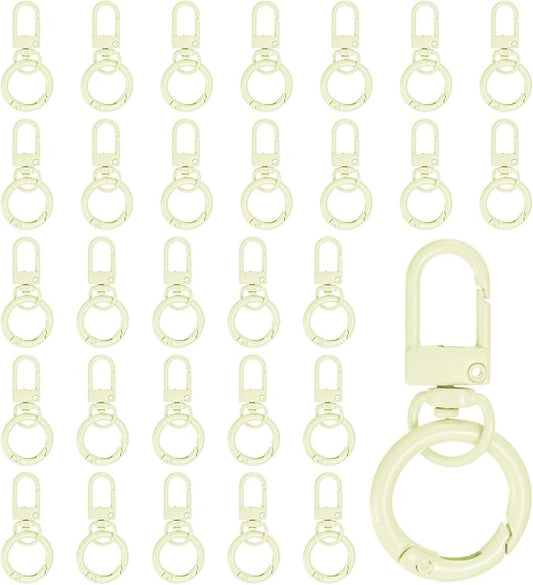 30-Pack Lobster Claw Clasp, Zinc Alloy Swivel Trigger Snaps Spring Clasps Hooks for Keychain Buckle/Lanyard/Straps/Purse, Spring Clasps Clips [Beige]