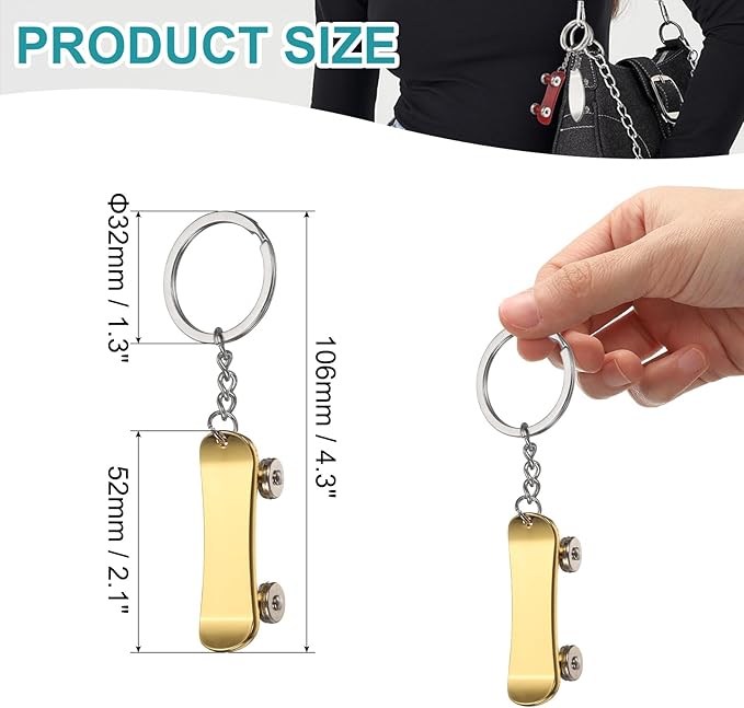 PATIKIL SkateBoard Keychain, Skate Board Key Chain Sport Pendant Key Rings Bag Backpack Decor Car Keychain