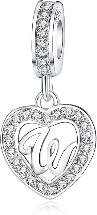 925 Sterling Silver Letter Charms A~Z Alphabet Charm Letter Beads fit Pandora European Bracelets fit Wife Mom Christmas Birthday Gift