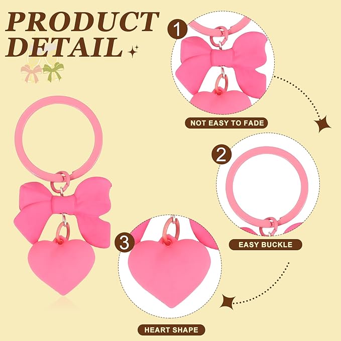 PATIKIL Cute Heart Keychain for Women, Bow Heart Purse Charm Bag Charm Accessories for Handbag Car Purse Backpack Wallet
