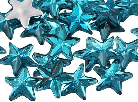 Allstarco Star Rhinestones Embelishments 15mm Flat Back Acrylic Plastic Gems for Jewelry, Crafts, Costumes, Invitations, Cosplay - 35 Pieces (Blue Aqua .QR)