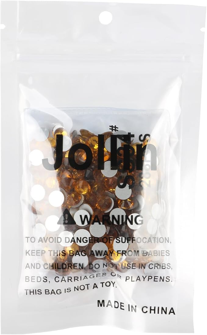Jollin Glue Fix Flatback Rhinestones Glass Diamantes Gems for Nail Art Crafts Decorations Clothes Shoes 7.2mm (ss34 288pcs, Topaz)