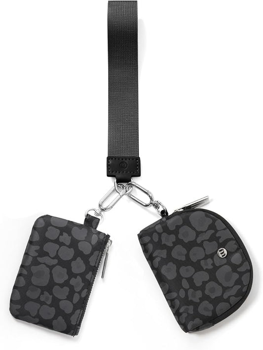 Keychain Wallet Mini Zip Around Wristlet Wallets for Women Detachable Dual Pouch Wristlet Portable Coin Purse Small Wallets