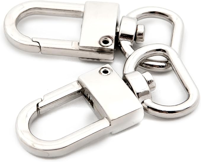 Swivel Snap Hook, 10 PCS Push Lobster Clasps Clips Bag Charm for Replacement Craft Lanyard Purse Making (Silver,5/9")