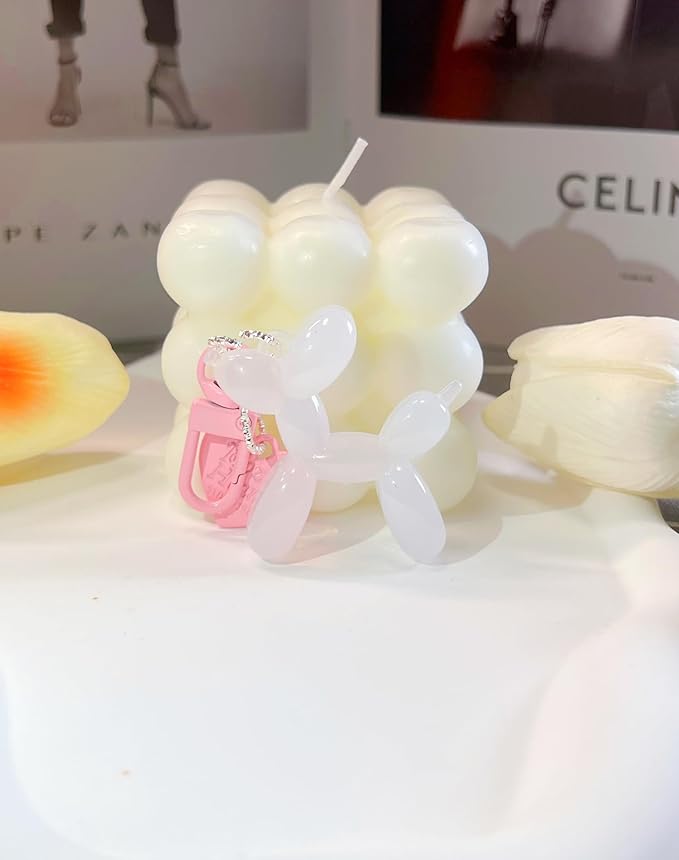 LAEKOU Jelly Balloon Dog Design Keychain for Women, Cute Girls Key Chain, Bag Charms Accessories for Car Purse Backpack