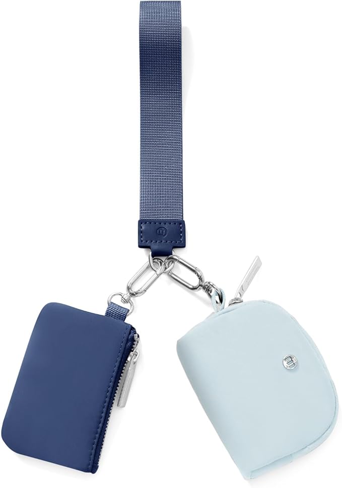 Keychain Wallet Mini Zip Around Wristlet Wallets for Women Detachable Dual Pouch Wristlet Portable Coin Purse Small Wallets