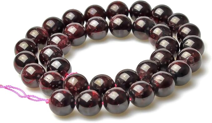 MJDCB Natural Stone Beads Garnet Round Loose Beads for Jewelry Making DIY Bracelet Necklace (10mm)