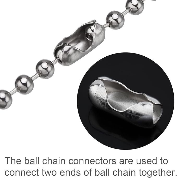 100 Pcs #10 (4.5mm) Ball Chain Connectors for Roman Blinds, Stainless Steel Beaded Chain Clasps for Vertical/Horizontal Blinds Pull Cord Repair, Keychains & DIY Crafts Accessories