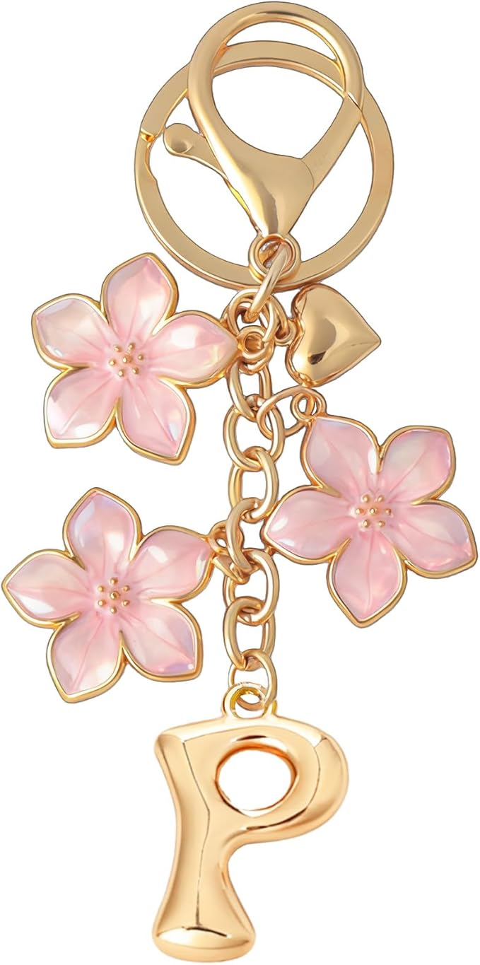 Snycler Bubble Initial Keychain Graceful Flower for bags car remote–A-Z Letter Charms for Women