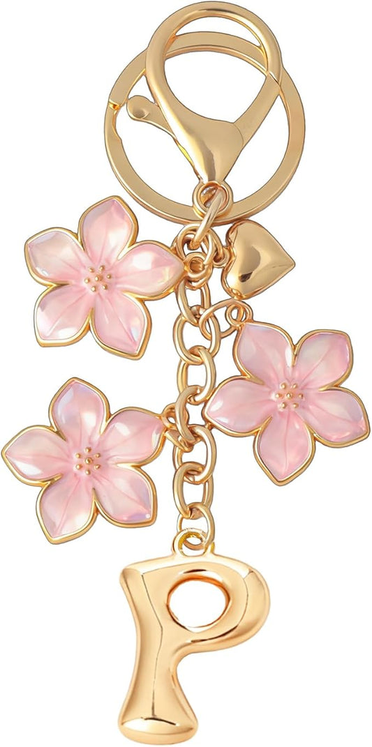 Snycler Bubble Initial Keychain Graceful Flower for bags car remote–A-Z Letter Charms for Women