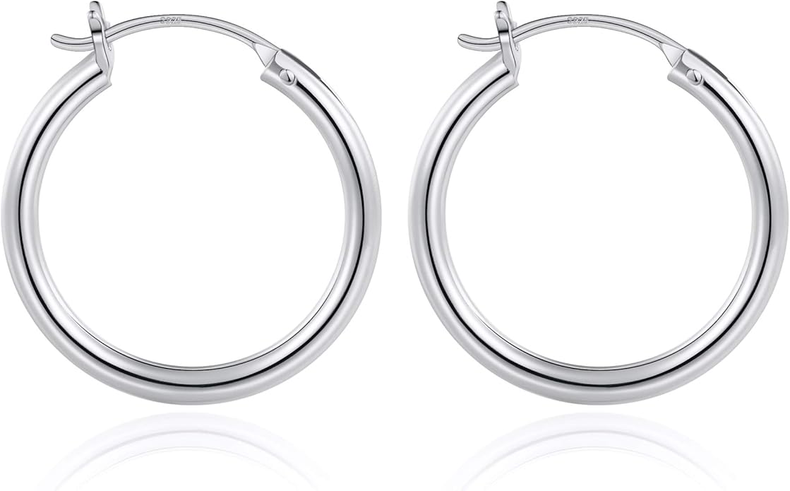 M MOOHAM 14K-Gold-Plated Hoop Earrings for Women - Hypoallergenic 14K Gold 925 Sterling silver-plated Post Sensitive Ears Nickel Free Hoops Earrings Set for Women Jewelry Lightweight 13-60mm