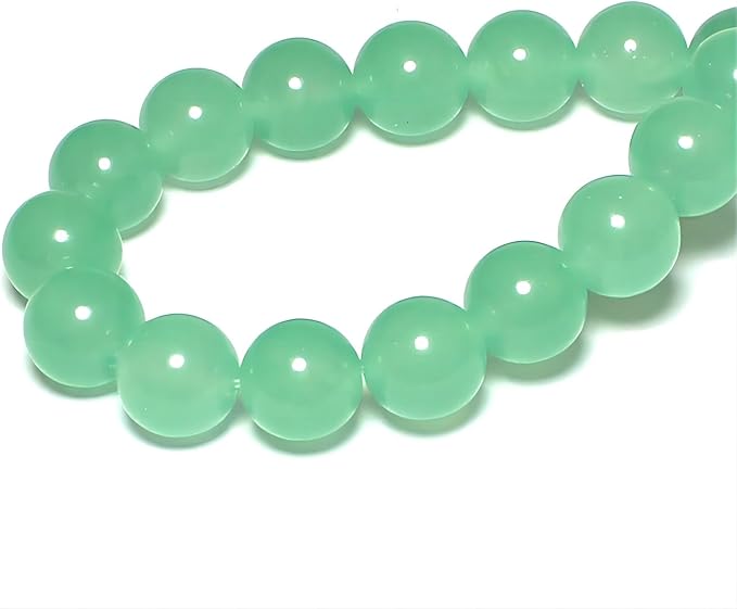 MJDCB Stone Beads 6mm 60pcs Round Mint Green Jade Loose Gemstone Bead Charms for Jewelry Making Bracelet Necklace Earring Pendant