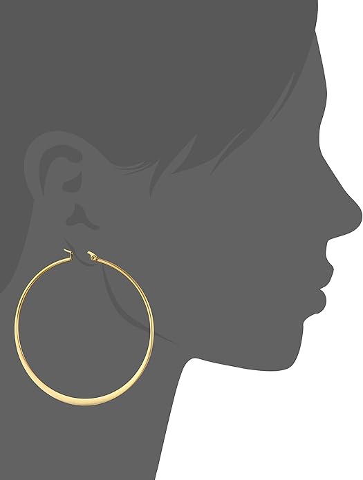 Amazon Essentials Gold Plated or Stainless Steel Flattened Hoop Earrings