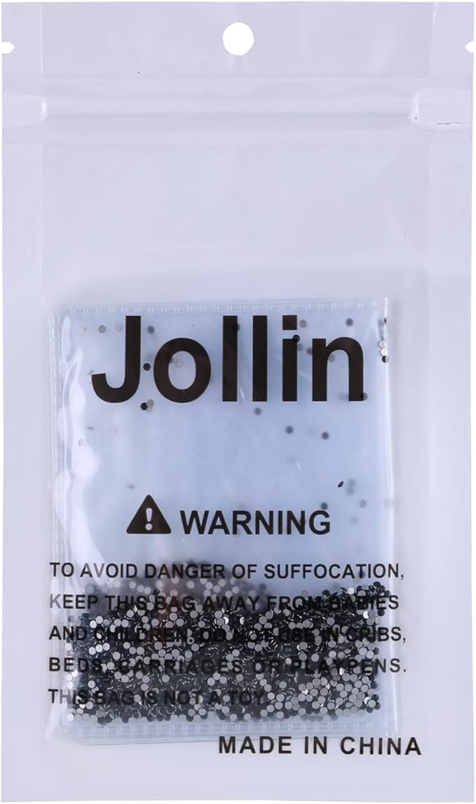 Jollin Glue Fix Crystal Flatback Rhinestones Glass Diamantes Gems for Crafting Nail Art Crafts Decorations Clothes Shoes 1.4mm (ss3 2880pcs, Jet)