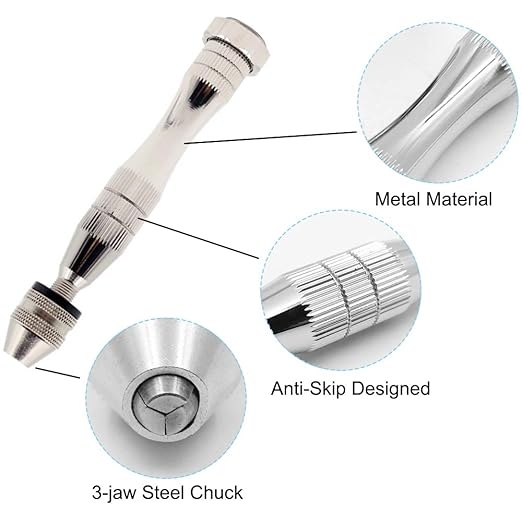 Hand Pin Vise with 20 Pcs Drill Bits, FineGood Precision Hand Drill Rotary Tool with Mini Twist Drill Bits Set for Resin Casting Molds, Jewelry Wood Plastic Making