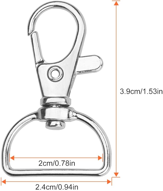Acrux7 100 Pack Lobster Claw Clasps for Keychains 3/4 inch Lanyard Clips D Ring Swivel Clasp Hook Metal Lobster Clasp for Key Chain, Crafts and Purse DIY Lanyard Making