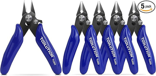 5 Pack 3.5" Wire Cutter for Jewelry Making - Small Flush Cut Pliers with Safty Lock- Electrical Wire Snips for Craft Zip Tie Plastic Model