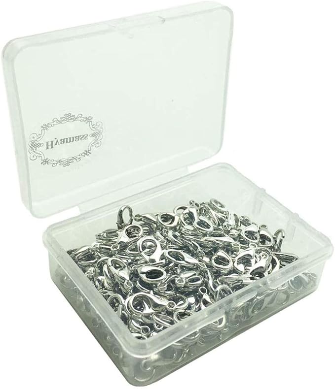 200Pcs Lobster Claw Clasps, 14x8mm Metal Alloy Lobster Clasps, Lobster Clasps for Jewelry Making,Keychains,Bracelet and for DIY Jewelry Necklace Clasps and Closures(Nickel)
