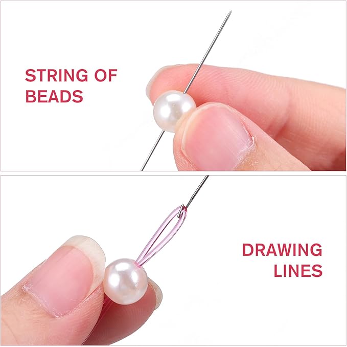 MAGICLULU 10Pcs Big Eye Beading Needle Curved Needles for Beading Jewelry Making Crafts 9.9 Inch Long, 0.1MM Wide