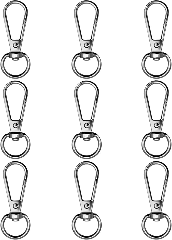 12pcs Swivel Push Gate Snap Hooks Clasps for DIY Crafts Keychain Clip Purse Handbag Making Accessories (Gun Black,Large(46mm))