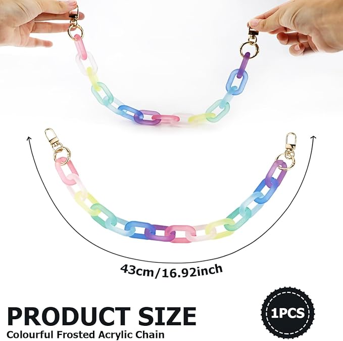 Colorful Acrylic Chain Strap, Handbag Chain Replacement, Rainbow Resin Crossbody Bag Decoration Chain, Mini Clutch Bag Chain Strap (43CM)