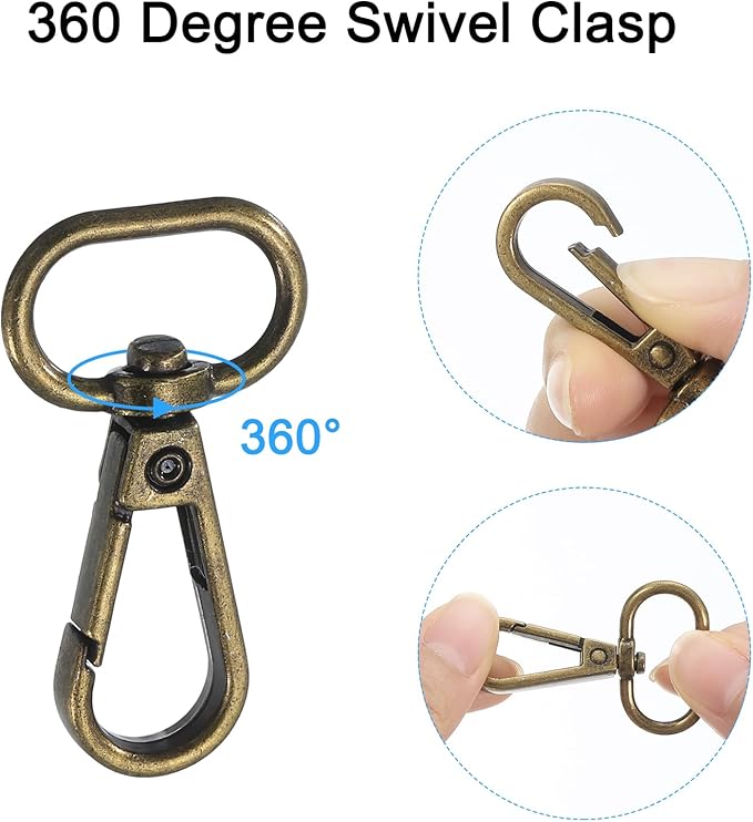 uxcell 12 Pcs Swivel Clasp Hook, 0.79" Purse Snap Clasps Detachable for Bag, Bronze