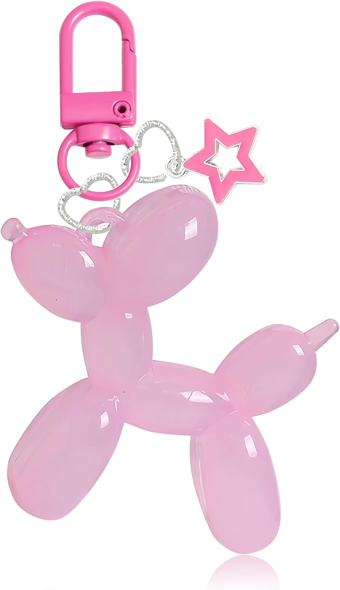 LAEKOU Star Balloon Dog Keychain for Women, Cute Y2K Key Chain Accessories, Aesthetic Charms for Bag Backpack
