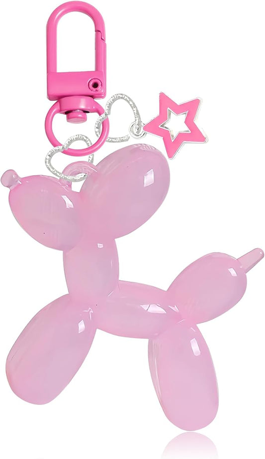 LAEKOU Star Balloon Dog Keychain for Women, Cute Y2K Key Chain Accessories, Aesthetic Charms for Bag Backpack