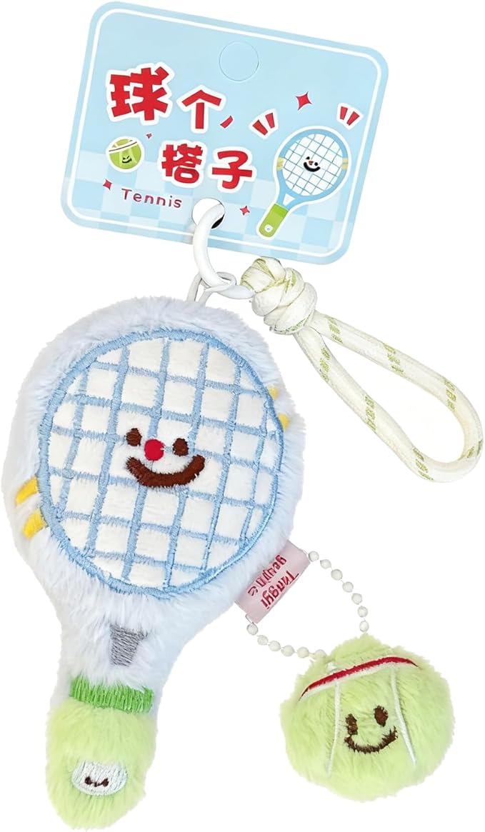 Tennis Keychain For Women, Bunny Plush Ball Nylon Rope Doll Little Awakening Color Blocking Gift Accessories