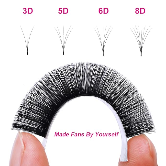 Volume Lash Extensions 8~20mm Easy Fan Lashes 2D~10D FADLASH Volume Eyelash Extensions C/D/DD Curl 0.05 0.07mm Self Fanning Lashes Supplies (0.05-D, 10mm)