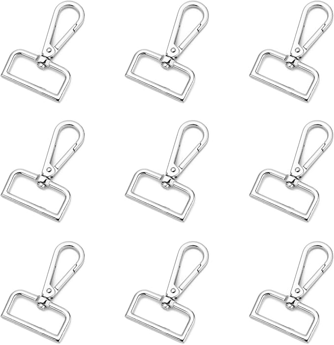 9 Pcs D Ring Swivel Lobster Claw Clasp Push Gate Snap Hooks Trigger Clips for DIY Crafts Keychain Purse Handbag Making,1-1/4 Inch Silver
