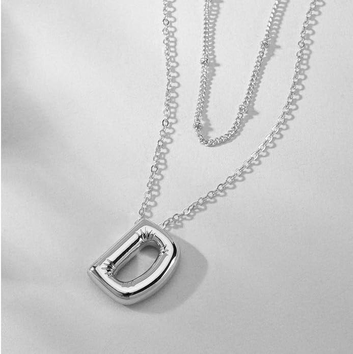 PANSHI Gold Initial Necklaces Gifts for Teen Girls Women Girlfriend Teen Girl Gifts Trendy Stuff Layered Bubble Letter Necklace Gold Jewelry Birthday Gift
