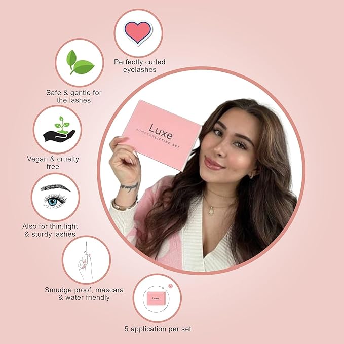 Luxe Cosmetics - Lash Lift Kit - Complete Set for Eyelash Lifting - New Pro Version - Easy to Apply and Long Lasting Finish - Professional Results up to 8 Weeks