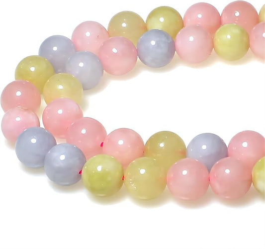 MJDCB Stone Beads 6mm 60pcs Round Morganite Color Jade Loose Gemstone Bead Charms for Jewelry Making Bracelet Necklace Earring Pendant