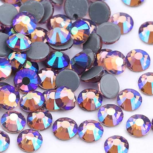 Hot Fix Crystal Flatback Rhinestones Glass Diamantes Gems 4.0mm(16ss 1440pcs, Light Purple AB)