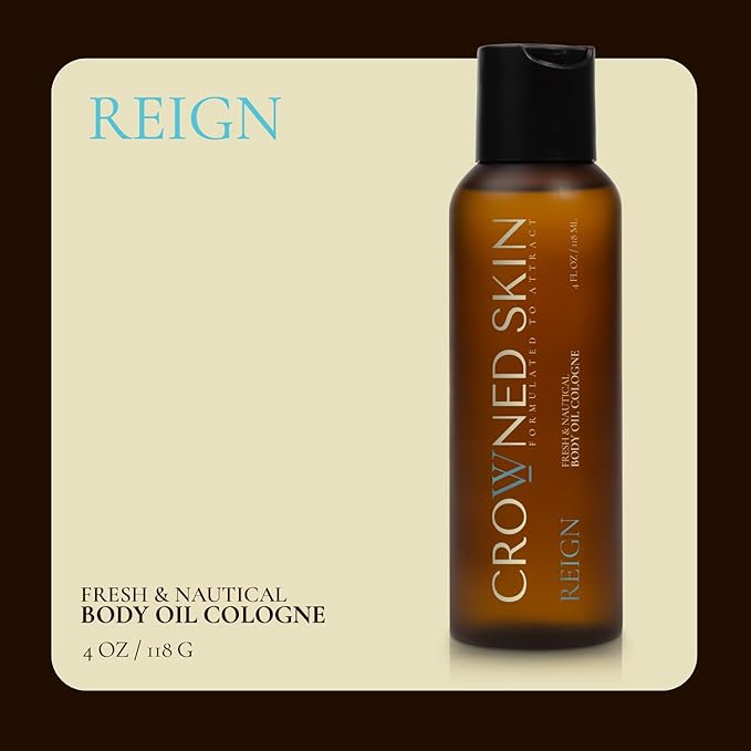 Crowned Skin Reign Body Butter Cologne and Body Oil Cologne Bundle | New Moisturizing Formula | Skin Care Set with Pink Pepper & Bergamot Scent | Natural Shea & Mango Butters | All-Day Fragrance