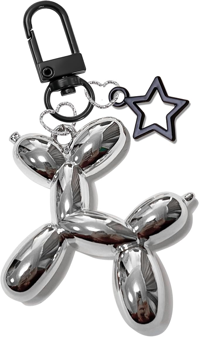 LAEKOU Star Balloon Dog Keychain for Women, Cute Y2K Key Chain Accessories, Aesthetic Charms for Bag Backpack