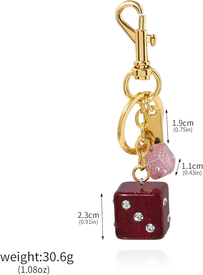 Lucky Dice Cherry Magic 8 Ball Keychain Billiard Ball Star Cherry Bags Charms Cute Y2k Keychain for Women Men