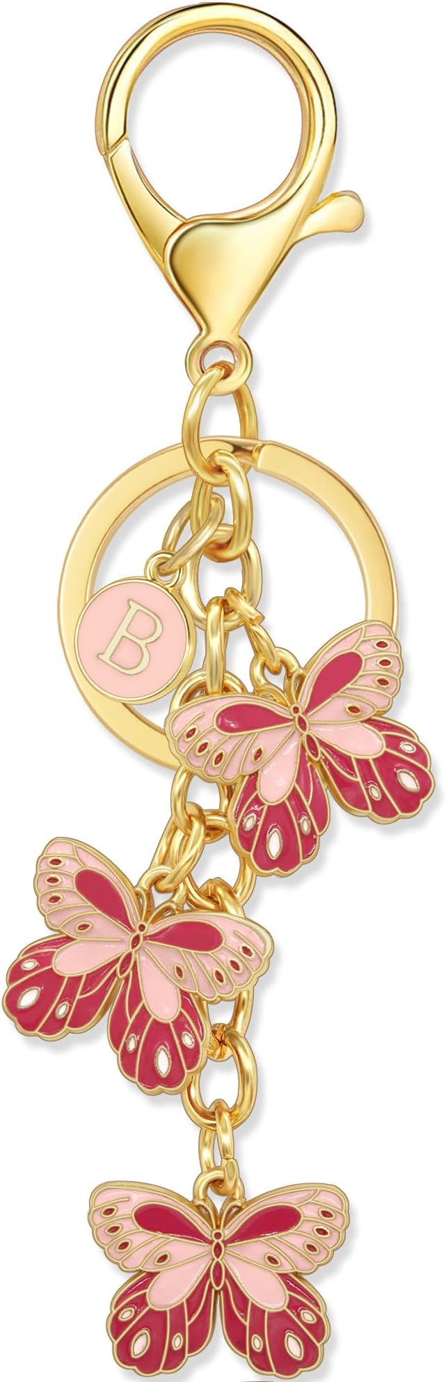 Double-sided Cute Butterfly Initial Letter keychain Butterfly Charms for key Handbag Backpack for Women