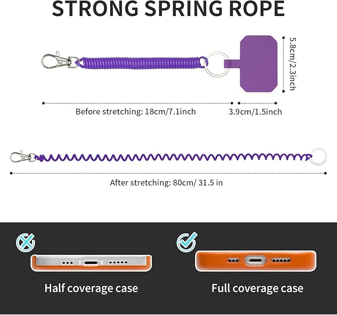 Phone Tether Lanyard Anti Theft Phone Strap with Carabiner Anti-drop Outdoor Skiing Hiking Cycling fishing Climbing fit iPhone and Most Cell Phone (Black+Purple)