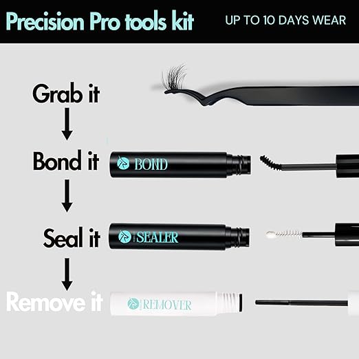 Gazelle Cluster Lash Glue Kit - Lash Bond, Sealer & Remover with Precision Lash Tweezers for DIY Lash Extensions |lash Glue for Eyelash Clusters Long-Lasting Hold & Easy Application