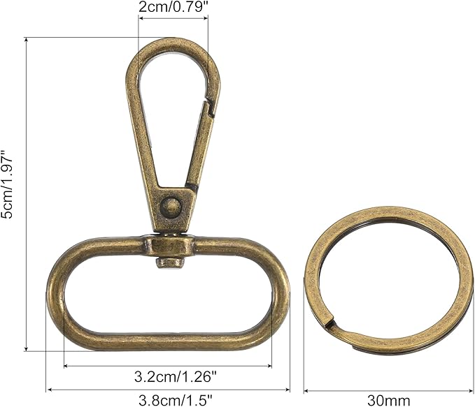 uxcell 12 Pcs Swivel Clasp Hook, 1.26" Purse Snap Clasps Detachable for Bag, Bronze