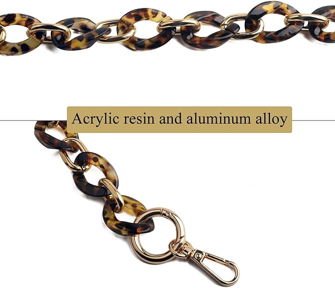 Beaulegan Acrylic Purse Chain Handle Strap Replacement for Handbag or Shoulder Bag Set of 2, 15.8 Inches Long(Glaze Yellowstone/Gold)