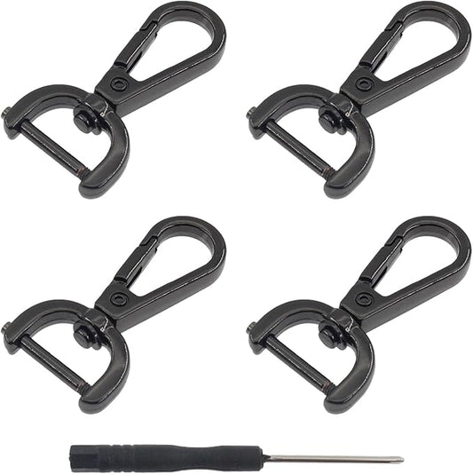 4 PCS Swivel Clasp Hooks,SAFYY Detachable Snap Hook W/Screw Bar Heavy Duty,1.25 Inches D Ring Swivel Lobster Claw Clasp with Screwdriver for Lanyard Bag Leather Craft Purse Hardware DIY Bag-Gunmetal