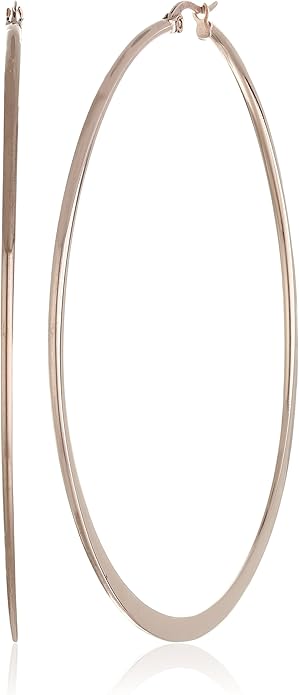 Amazon Essentials Gold Plated or Stainless Steel Flattened Hoop Earrings