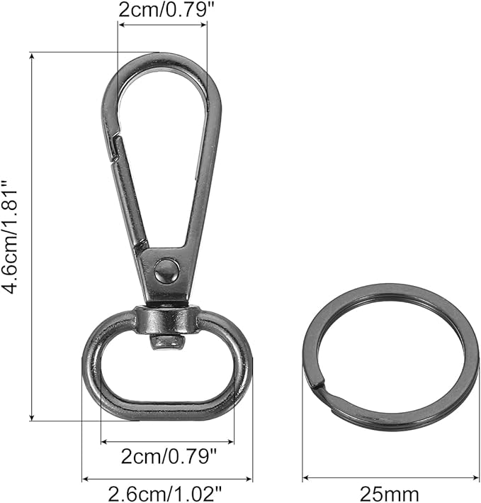 uxcell 12 Pcs Swivel Clasp Hook, 0.59" Purse Snap Clasps Detachable for Bag, Grey