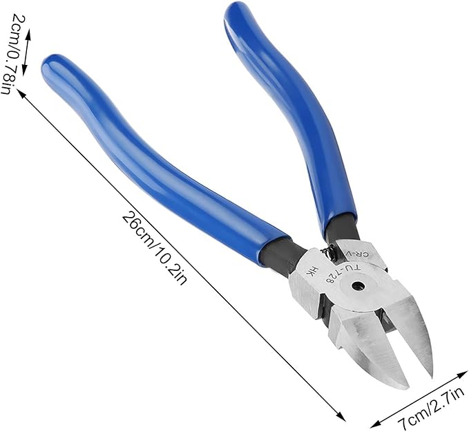 2PCS Blue Diagonal Flush Wire Cutting,7.1 Inch Diagonal Flush Wire Cutters,Portable Side Cutters Dikes Wire Cutters for Clean Cut Various Cables, TU-728
